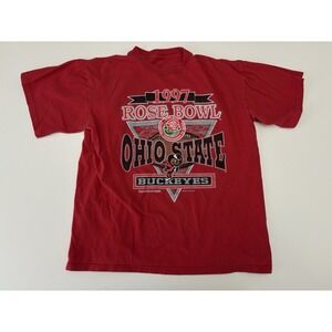 VTG 90s Ohio State Buckeyes Rose Bowl Big Graphic Shirt Single Stick Red 1997 L